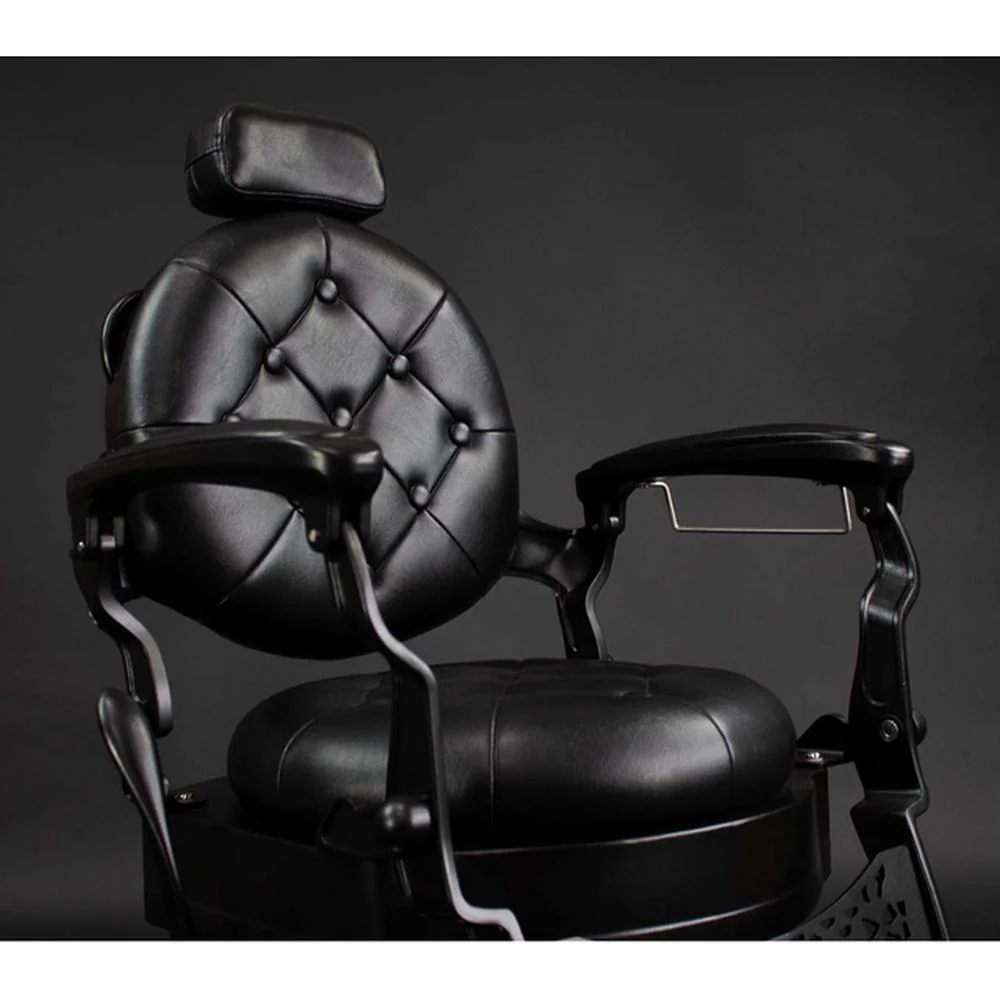 Finnegan II Antique Style Barber Chair / Black with Matte Black Frame by Hans Equipment - Image 3