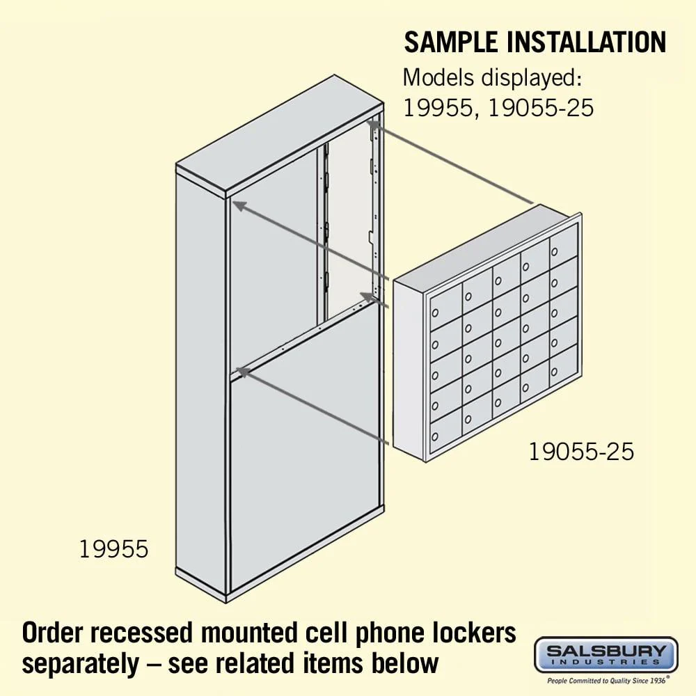 Free-Standing Enclosure for #19158-25 - Recessed Mounted Cell Phone Lockers - Aluminum by Salsbury - Image 3