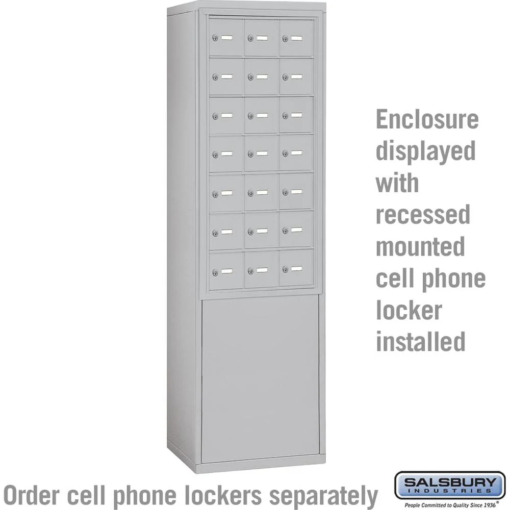 Free-Standing Enclosure for #19178-21 - Recessed Mounted Cell Phone Lockers - Aluminum by Salsbury - Image 2
