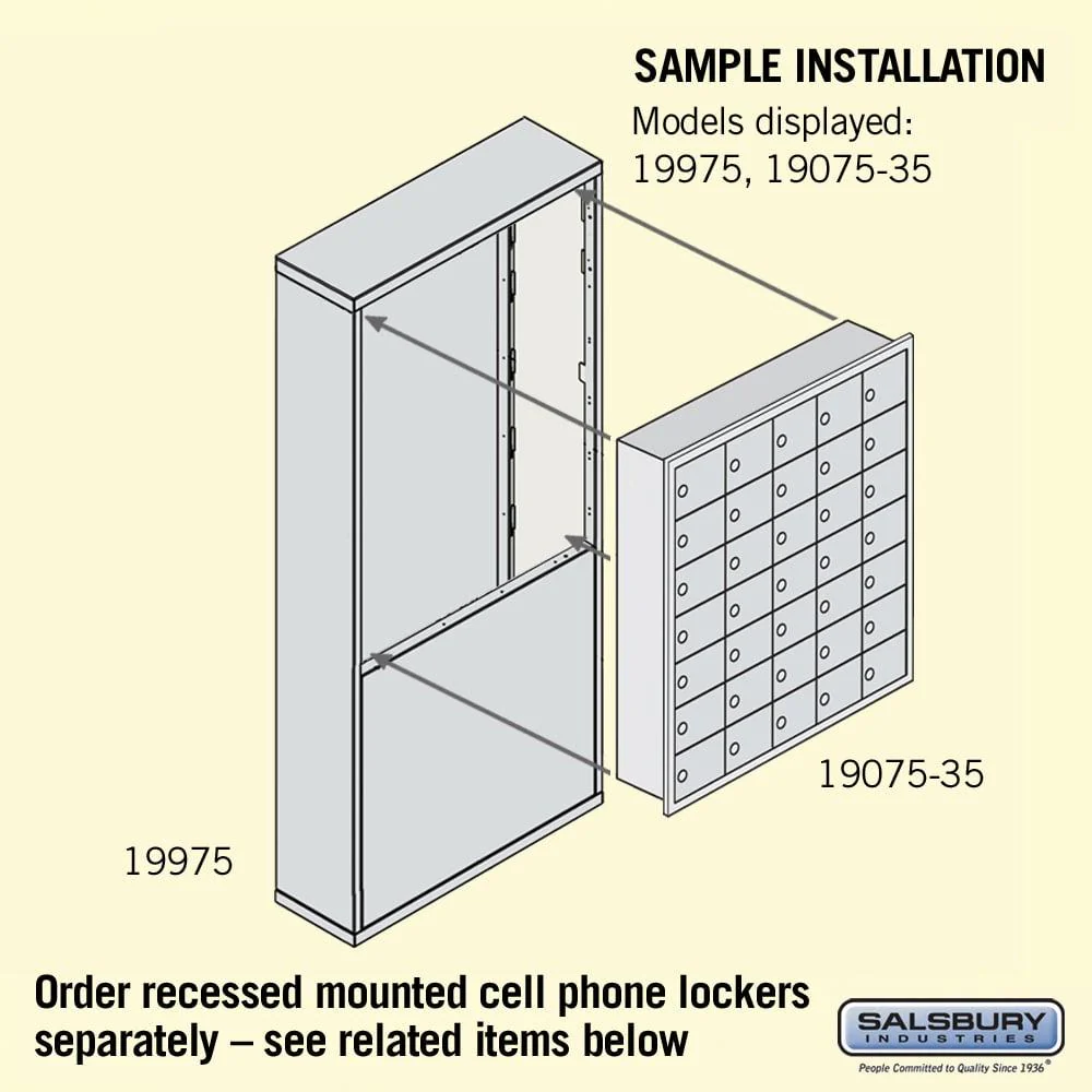 Free-Standing Enclosure for #19178-35 - Recessed Mounted Cell Phone Lockers - Aluminum by Salsbury - Image 3