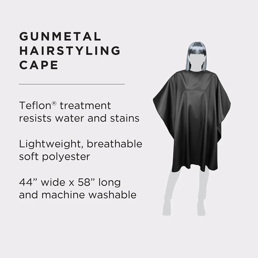 Fromm Apparel Studio Premium Hairstyling Cape - Snap Closure - Gunmetal / 58"L x 44"W - Image 3