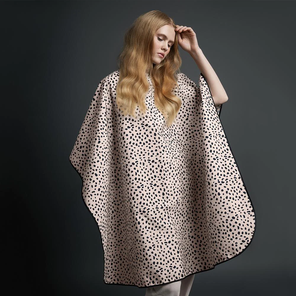 Fromm Cheetah Hairstyling Cape - Cheetah Print - Snap Closure / 44"W x 58"L - Image 3
