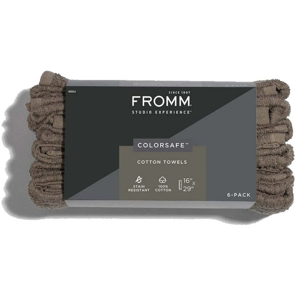 Fromm Color Studio Safe Stain Resistant Towels - 100% Pure Cotton - 16" X 29" / 6 Pack - CHOCOLATE
