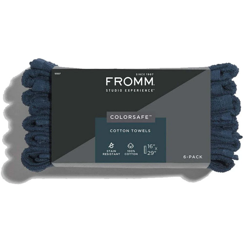 Fromm Color Studio Safe Stain Resistant Towels - 100% Pure Cotton - 16" X 29" / 6 Pack - NAVY