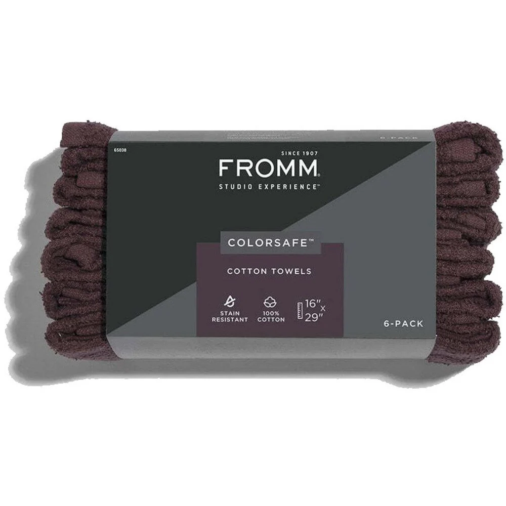 Fromm Color Studio Safe Stain Resistant Towels - 100% Pure Cotton - 16" X 29" / 6 Pack - PLUM