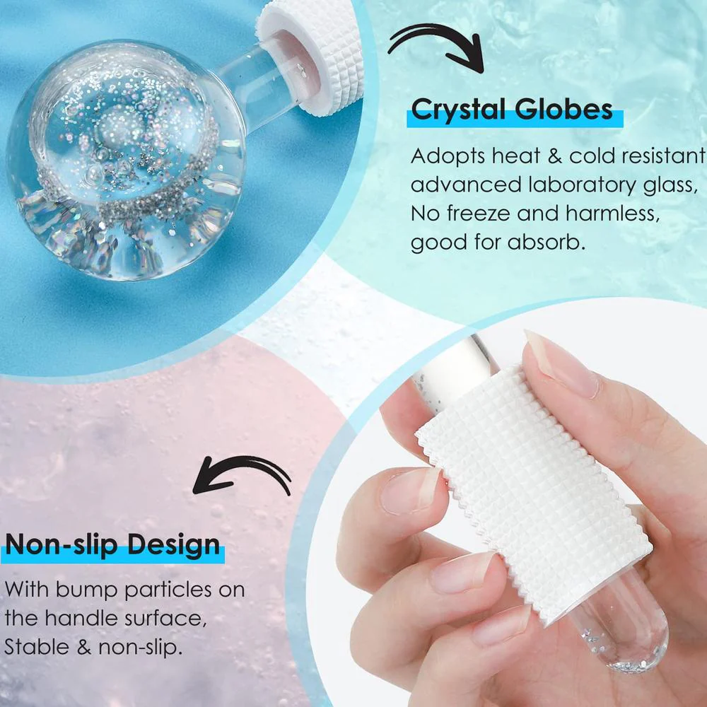 Glacial Bliss Calming Cryo Globes for Facials, Waxing and Other Treatments / 2 Clear Globes - Image 5
