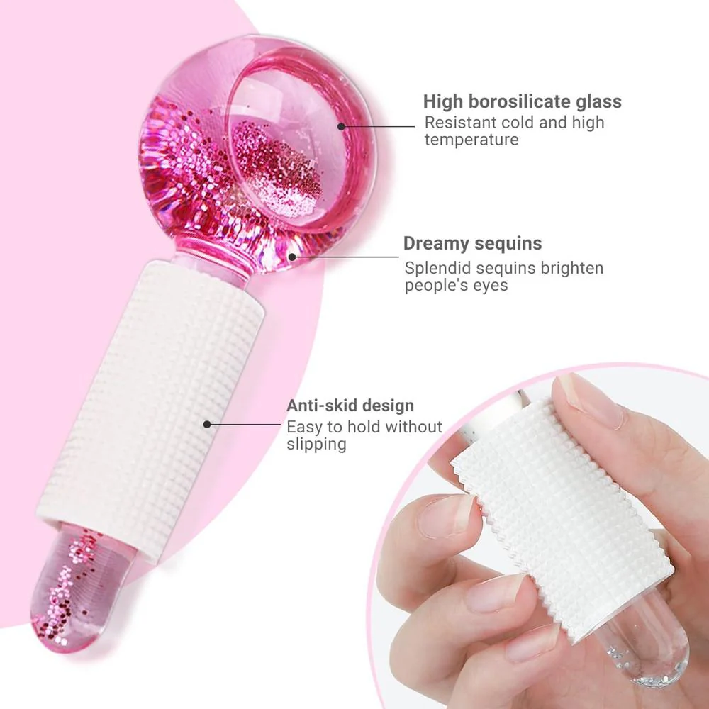 Glacial Bliss Calming Cryo Globes for Facials, Waxing and Other Treatments / 2 Pink Globes - Image 5