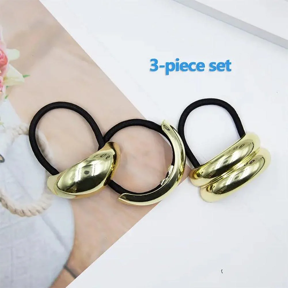 Gold Metal Hair Cuff Tie Set / 3 Piece - Image 3