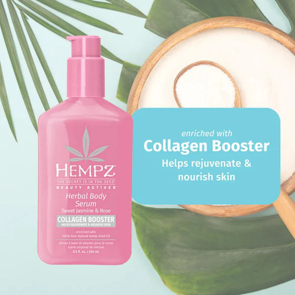 Hempz Sweet Jasmine & Rose Herbal Body Serum with Collagen Booster / 8.5 oz. - Image 4