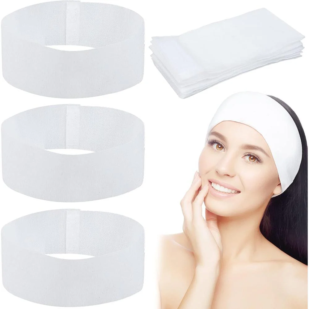 High-Quality Adjustable Length Disposable Headbands for Professional Use - Ideal for Injectables, Spas, Salons, Skincare, and Makeup Applications - White / 2.5" Wide X 18-28" Long / Case of 256 - Individually Wrapped