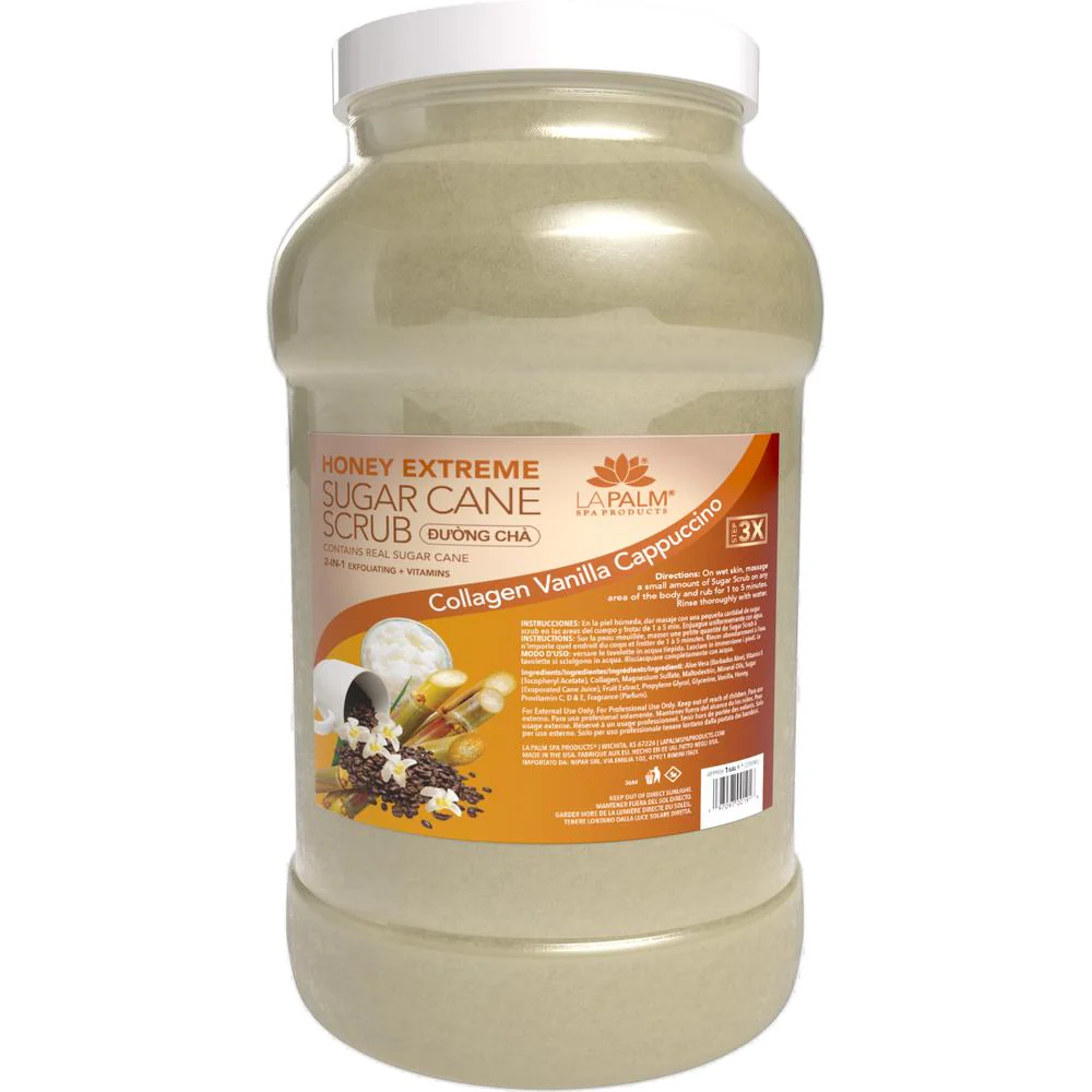Honey Extreme Sugar Cane Scrub - Collagen Vanilla Cappuccino / 1 Gallon by La Palm