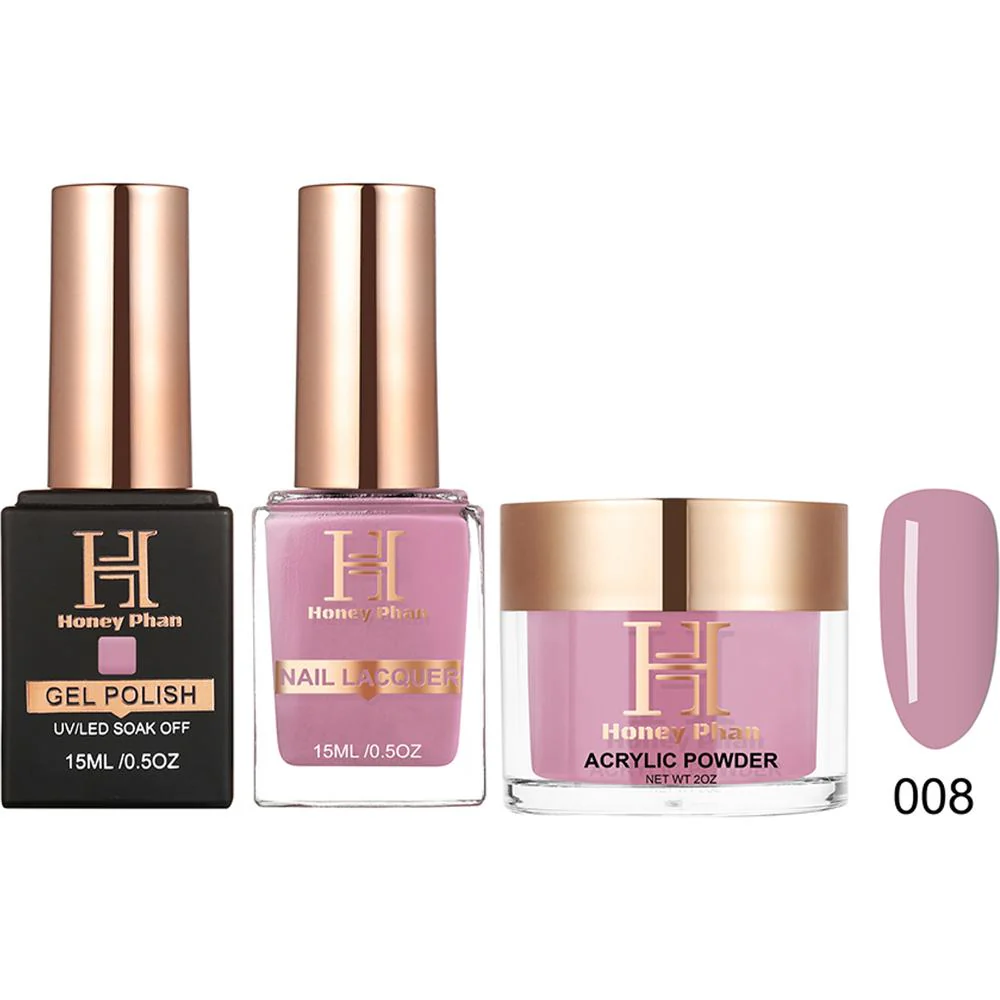 Honey's Nail Secret Combo - UV/LED Soak Off Gel Polish 0.5 oz. + Nail Lacquer 0.5 oz. + Acrylic Powder 2 oz. - #HP 008