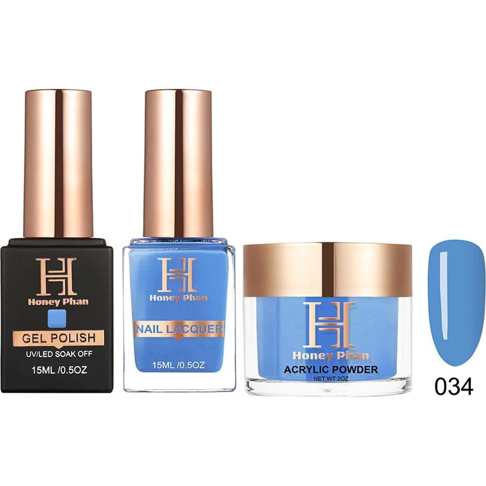 Honey's Nail Secret Combo - UV/LED Soak Off Gel Polish 0.5 oz. + Nail Lacquer 0.5 oz. + Acrylic Powder 2 oz. - #HP 034