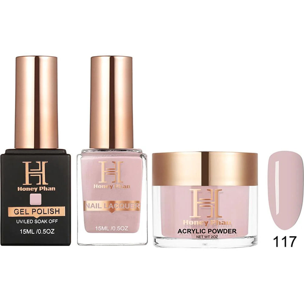 Honey's Nail Secret Combo - UV/LED Soak Off Gel Polish 0.5 oz. + Nail Lacquer 0.5 oz. + Acrylic Powder 2 oz. - #HP 117