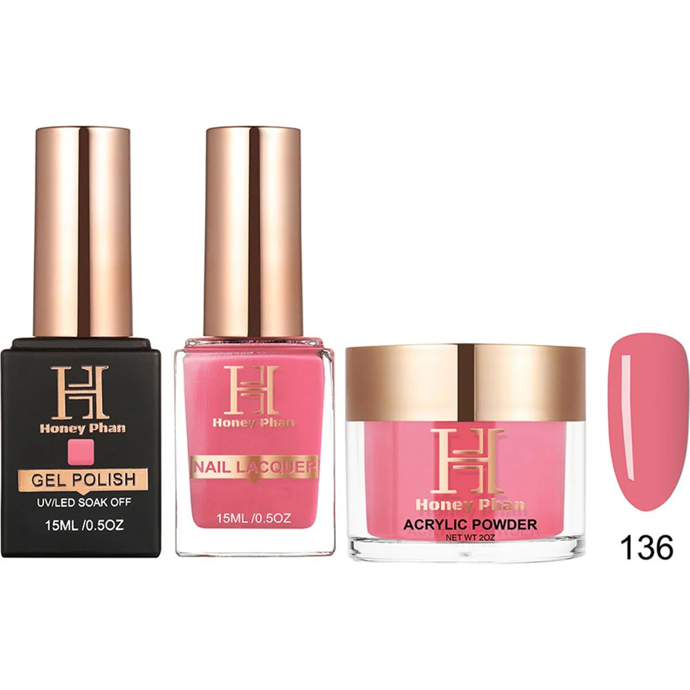 Honey's Nail Secret Combo - UV/LED Soak Off Gel Polish 0.5 oz. + Nail Lacquer 0.5 oz. + Acrylic Powder 2 oz. - #HP 136