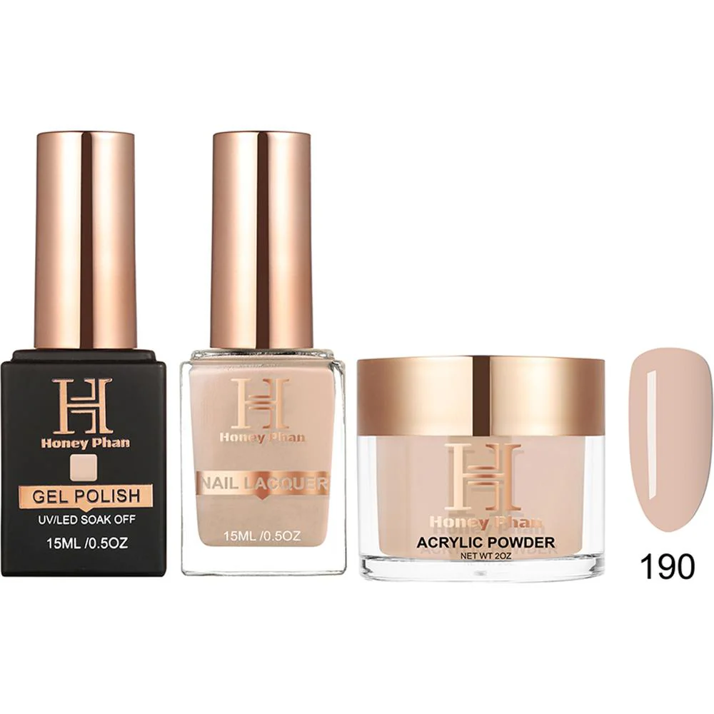 Honey's Nail Secret Combo - UV/LED Soak Off Gel Polish 0.5 oz. + Nail Lacquer 0.5 oz. + Acrylic Powder 2 oz. - #HP 190