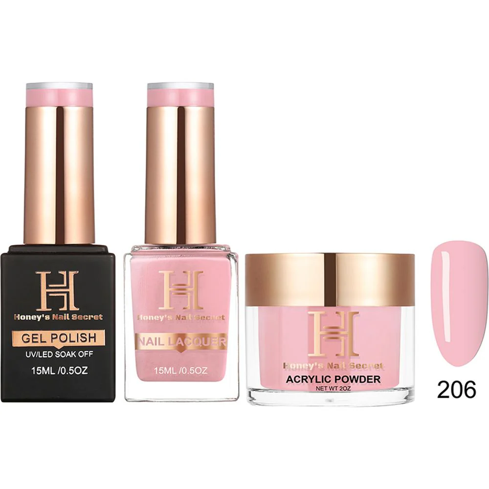 Honey's Nail Secret Combo - UV/LED Soak Off Gel Polish 0.5 oz. + Nail Lacquer 0.5 oz. + Acrylic Powder 2 oz. - #HP 206