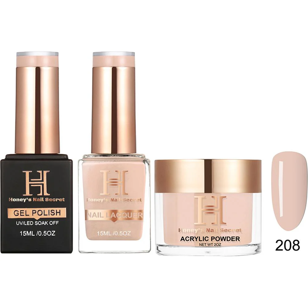 Honey's Nail Secret Combo - UV/LED Soak Off Gel Polish 0.5 oz. + Nail Lacquer 0.5 oz. + Acrylic Powder 2 oz. - #HP 208