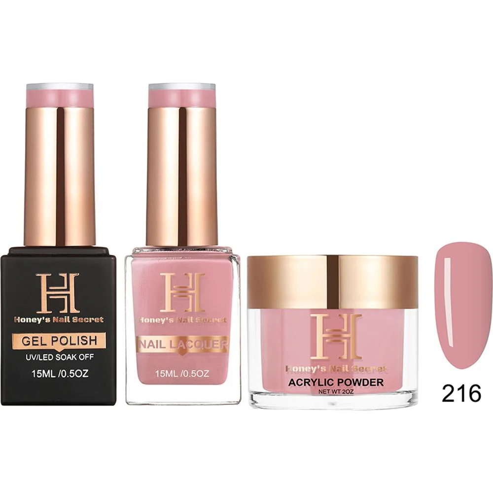 Honey's Nail Secret Combo - UV/LED Soak Off Gel Polish 0.5 oz. + Nail Lacquer 0.5 oz. + Acrylic Powder 2 oz. - #HP 216