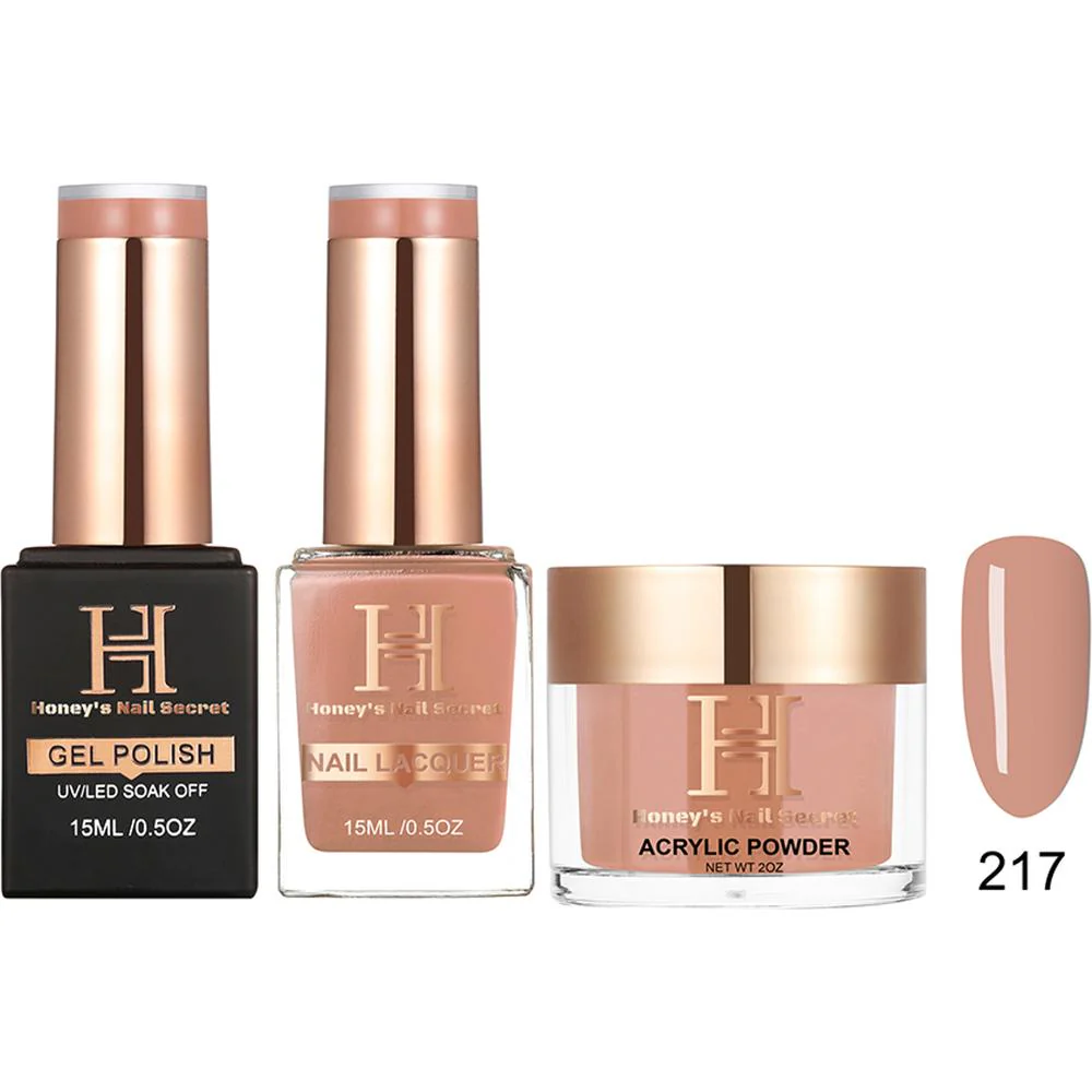 Honey's Nail Secret Combo - UV/LED Soak Off Gel Polish 0.5 oz. + Nail Lacquer 0.5 oz. + Acrylic Powder 2 oz. - #HP 217