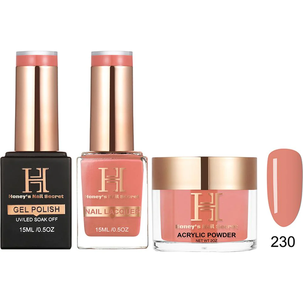 Honey's Nail Secret Combo - UV/LED Soak Off Gel Polish 0.5 oz. + Nail Lacquer 0.5 oz. + Acrylic Powder 2 oz. - #HP 230