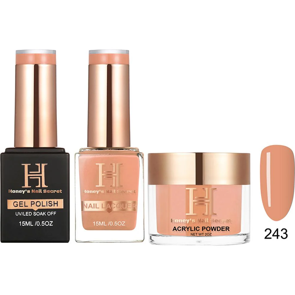 Honey's Nail Secret Combo - UV/LED Soak Off Gel Polish 0.5 oz. + Nail Lacquer 0.5 oz. + Acrylic Powder 2 oz. - #HP 243