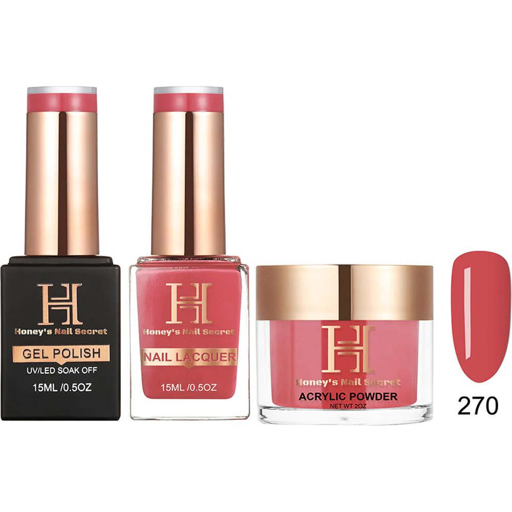 Honey's Nail Secret Combo - UV/LED Soak Off Gel Polish 0.5 oz. + Nail Lacquer 0.5 oz. + Acrylic Powder 2 oz. - #HP 270