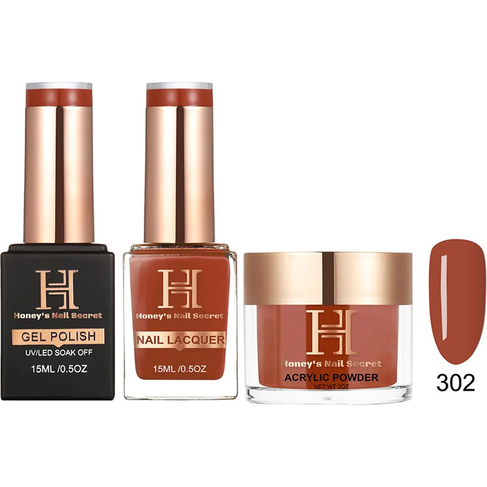 Honey's Nail Secret Combo - UV/LED Soak Off Gel Polish 0.5 oz. + Nail Lacquer 0.5 oz. + Acrylic Powder 2 oz. - #HP 302