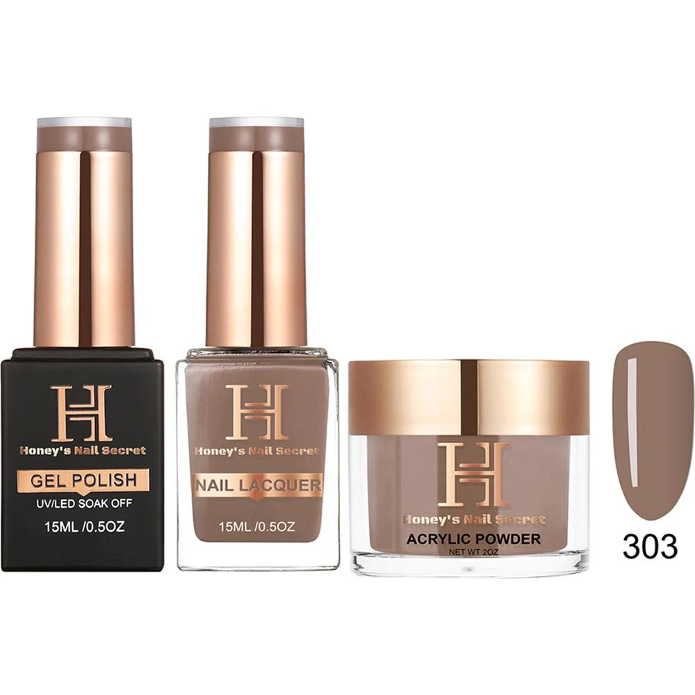 Honey's Nail Secret Combo - UV/LED Soak Off Gel Polish 0.5 oz. + Nail Lacquer 0.5 oz. + Acrylic Powder 2 oz. - #HP 303