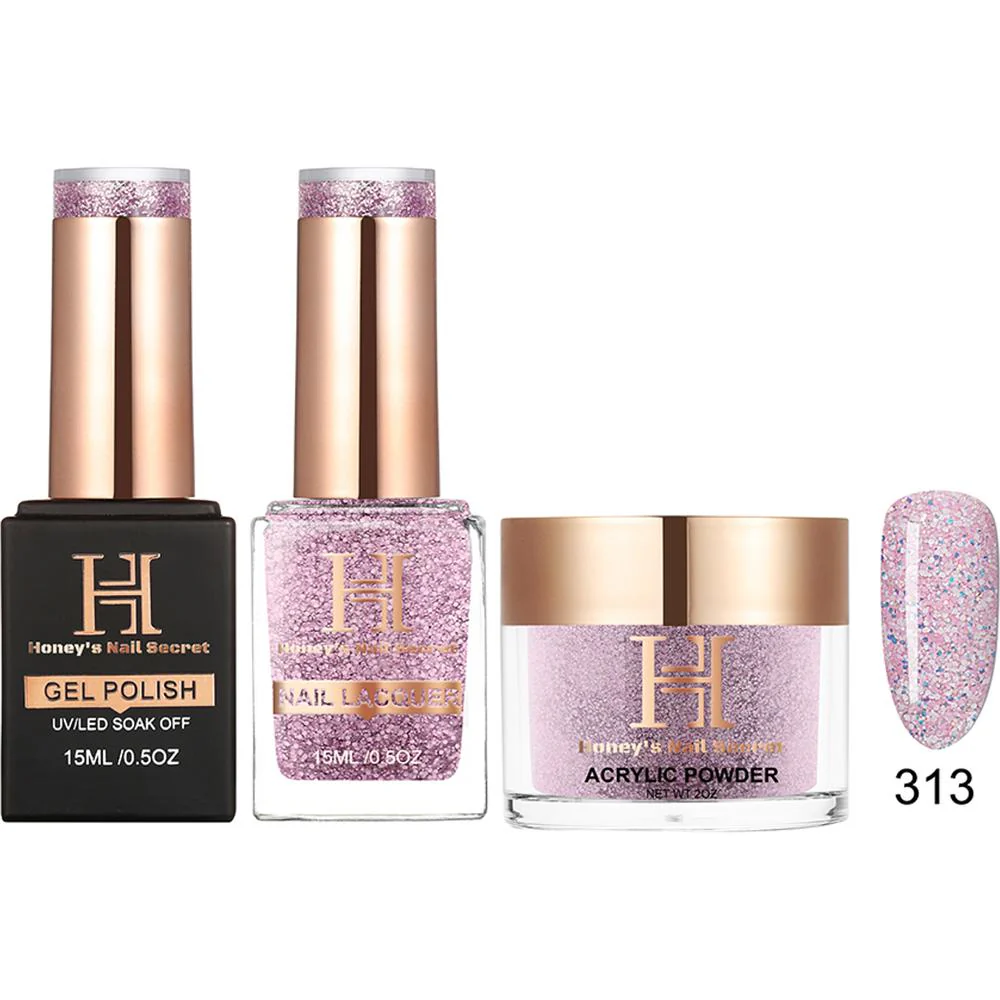 Honey's Nail Secret Combo - UV/LED Soak Off Gel Polish 0.5 oz. + Nail Lacquer 0.5 oz. + Acrylic Powder 2 oz. - #HP 313