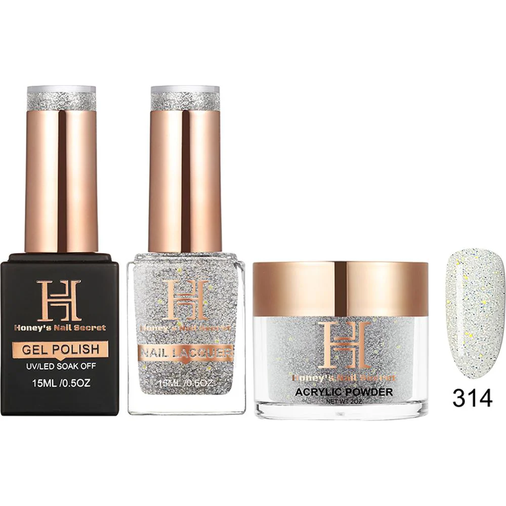 Honey's Nail Secret Combo - UV/LED Soak Off Gel Polish 0.5 oz. + Nail Lacquer 0.5 oz. + Acrylic Powder 2 oz. - #HP 314