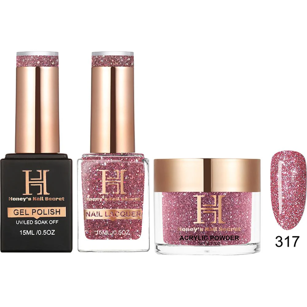 Honey's Nail Secret Combo - UV/LED Soak Off Gel Polish 0.5 oz. + Nail Lacquer 0.5 oz. + Acrylic Powder 2 oz. - #HP 317