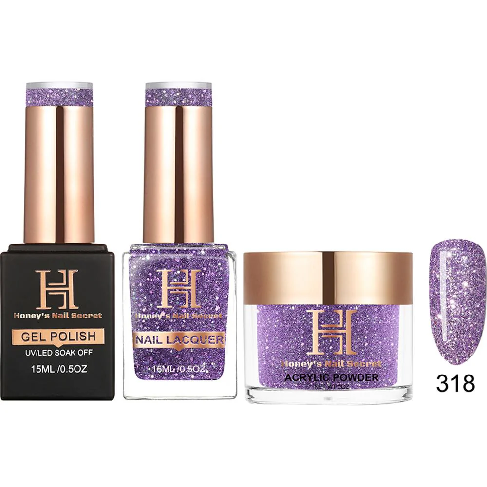 Honey's Nail Secret Combo - UV/LED Soak Off Gel Polish 0.5 oz. + Nail Lacquer 0.5 oz. + Acrylic Powder 2 oz. - #HP 318