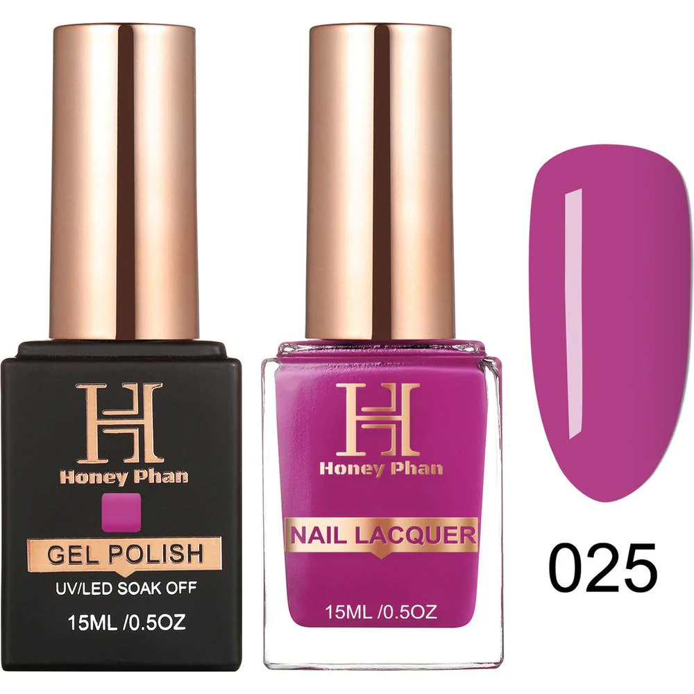 Honey's Nail Secret Duo - UV/LED Soak Off Gel Polish 0.5 oz. + Nail Lacquer 0.5 oz. - #HP 025