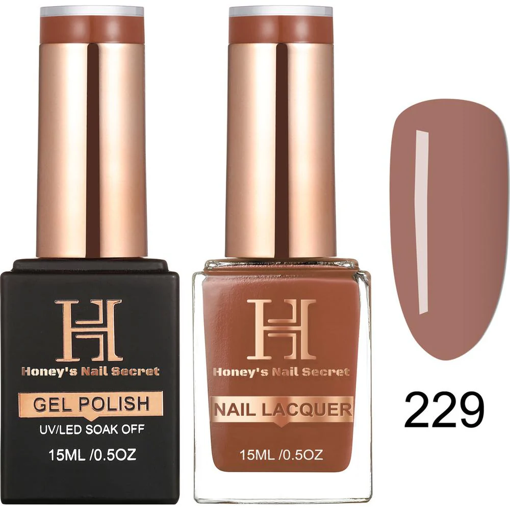 Honey's Nail Secret Duo - UV/LED Soak Off Gel Polish 0.5 oz. + Nail Lacquer 0.5 oz. - #HP 229