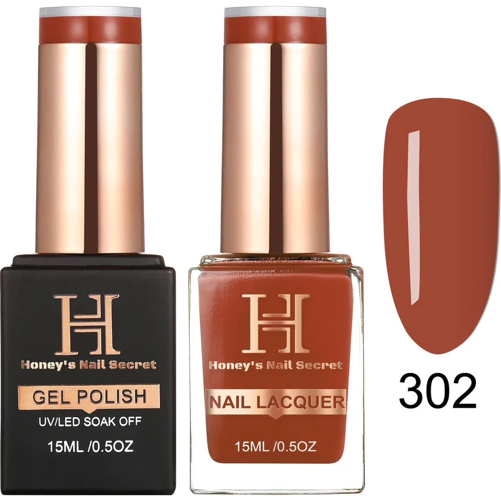 Honey's Nail Secret Duo - UV/LED Soak Off Gel Polish 0.5 oz. + Nail Lacquer 0.5 oz. - #HP 302