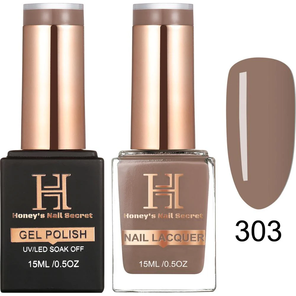 Honey's Nail Secret Duo - UV/LED Soak Off Gel Polish 0.5 oz. + Nail Lacquer 0.5 oz. - #HP 303
