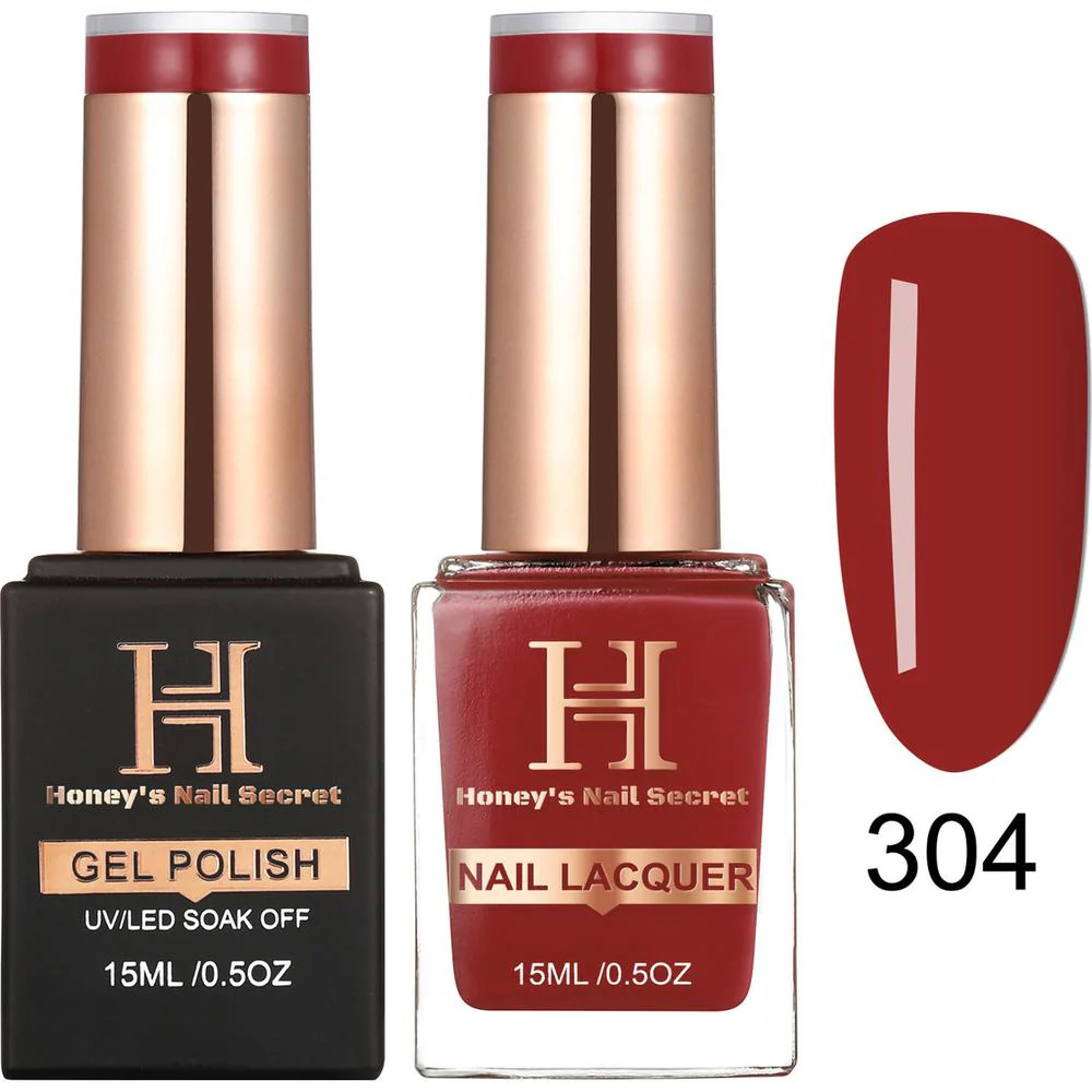 Honey's Nail Secret Duo - UV/LED Soak Off Gel Polish 0.5 oz. + Nail Lacquer 0.5 oz. - #HP 304