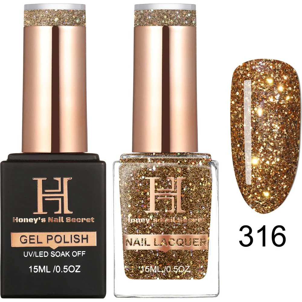 Honey's Nail Secret Duo - UV/LED Soak Off Gel Polish 0.5 oz. + Nail Lacquer 0.5 oz. - #HP 316