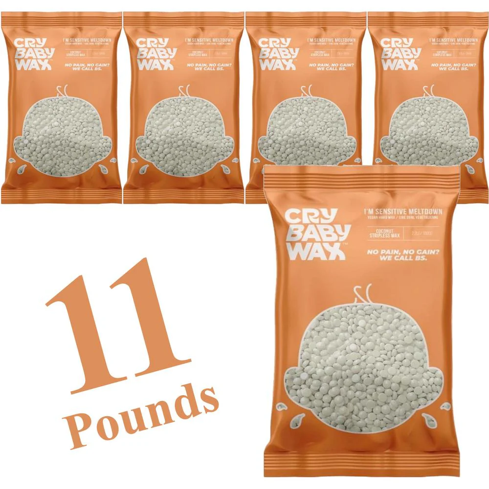 I'm Sensitive Meltdown Vegan Hard Wax / (6) 2.2lbs bags = 13.2 lbs. (5.98 kg.) by CryBaby Wax