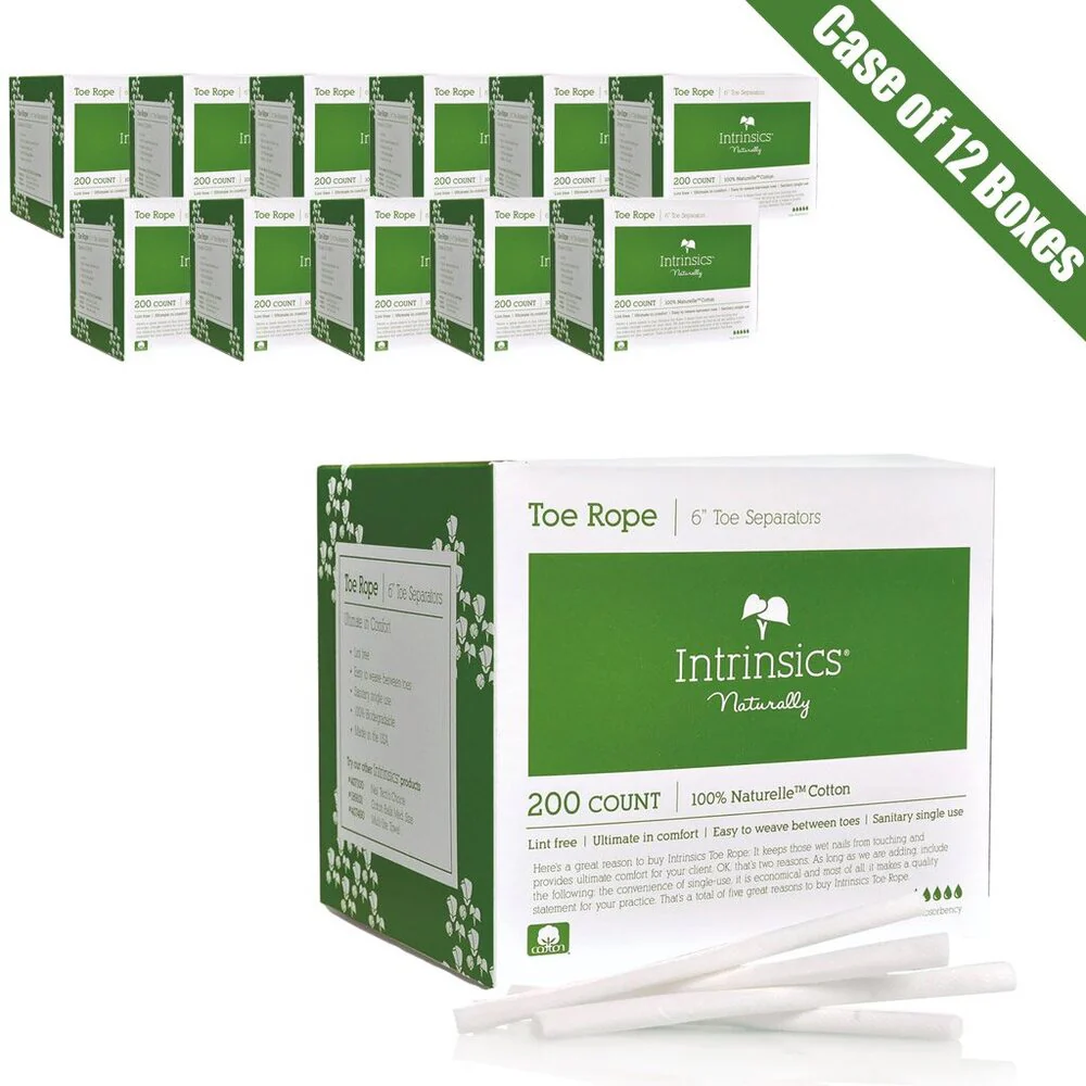 100% Cotton Toe Rope - 6" Long Toe Separators / 200 Count per Box X 12 Boxes = Case of 1,200 Cotton Toe Ropes by Intrinsics
