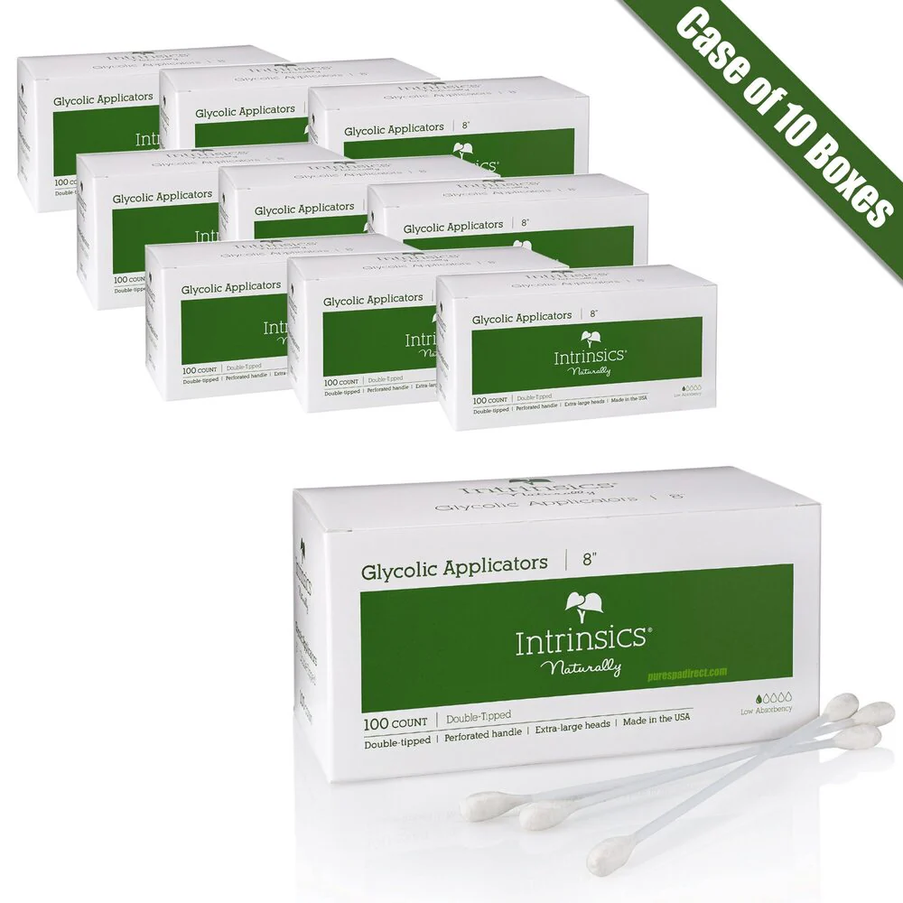 8" Glycolic Applicator / 100 Count per Box x 10 Boxes = Case of 1,000 Glycolic Applicators by Intrinsics