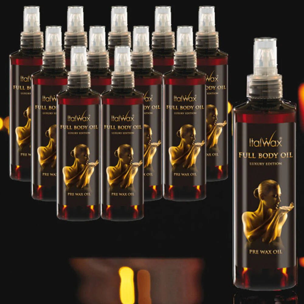 ItalWax Pre-Wax Treatment - Full Body Oil from Italy / 1 Case = (12) 8.45 oz. - 250 mL. Pump Top Bottles
