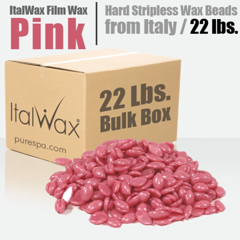 ItalWax Top Formula Synthetic Film Wax - Pink Pearl - Hard Stripless Wax Beads from Italy / BULK BOX - 22 Lbs.
