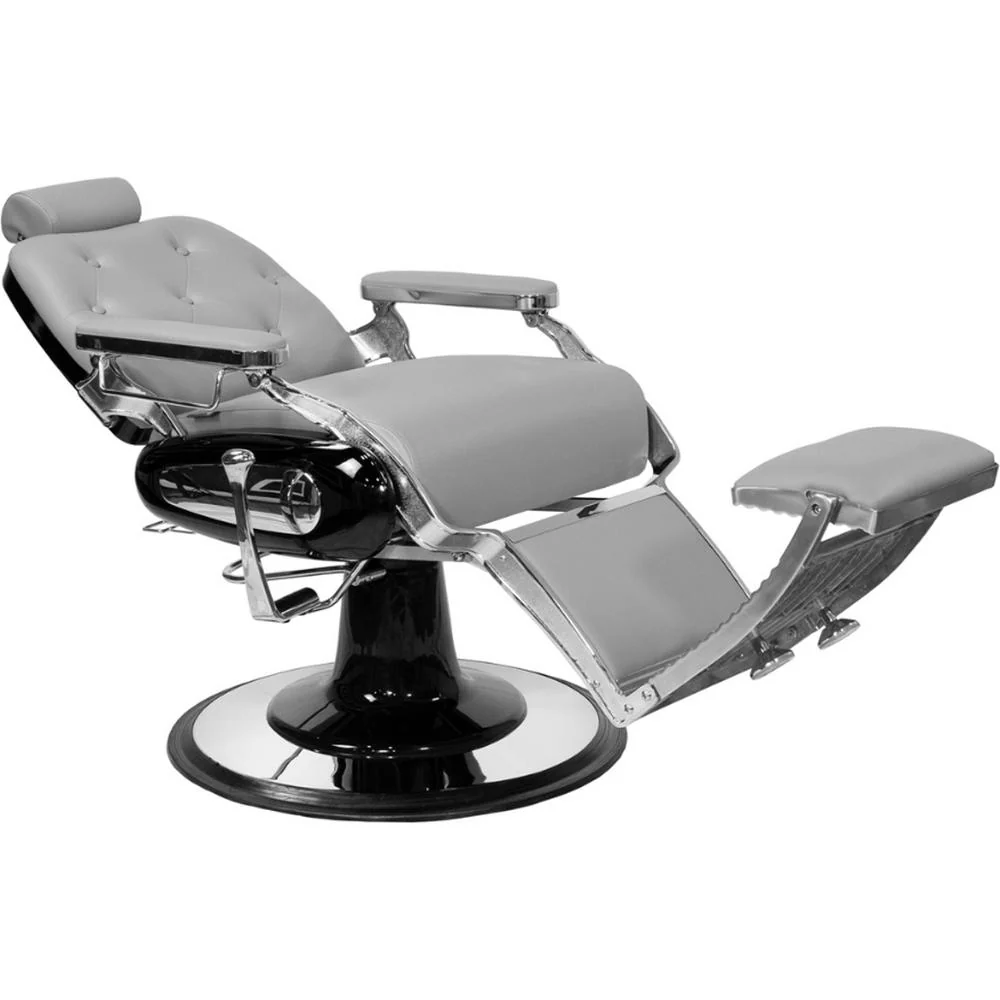 Jasper Classic Barber Chair / Grey with Chrome Accents by Hans Equipment - Image 4
