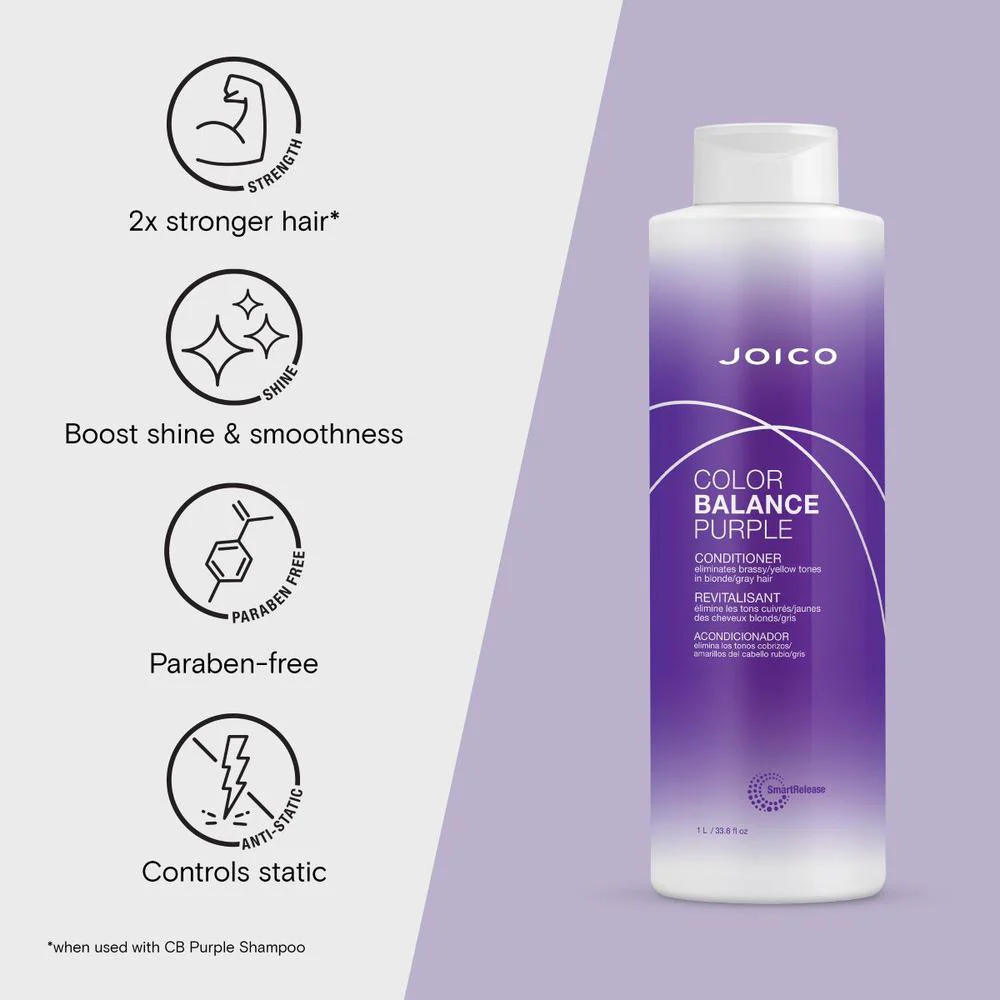 Color Balance Purple Conditioner / 33.8 fl. oz. - 1 Liter by Joico - Image 3