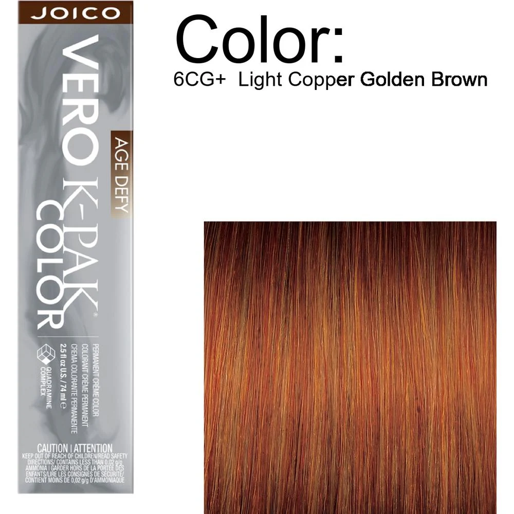 Joico Vero K-PAK Age Defy Permanent Creme Color - 6CG+ Light Copper Golden Brown / 2.5 oz.