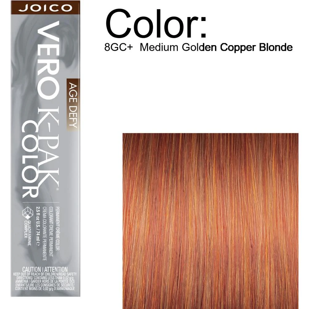 Joico Vero K-PAK Age Defy Permanent Creme Color - 8GC+ Medium Golden Copper Blonde / 2.5 oz.
