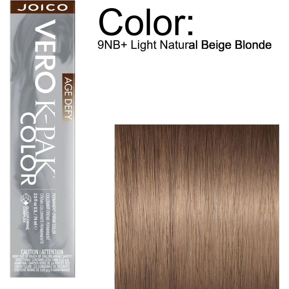 Joico Vero K-PAK Age Defy Permanent Creme Color - 9NB+ Light Natural Beige Blonde / 2.5 oz.