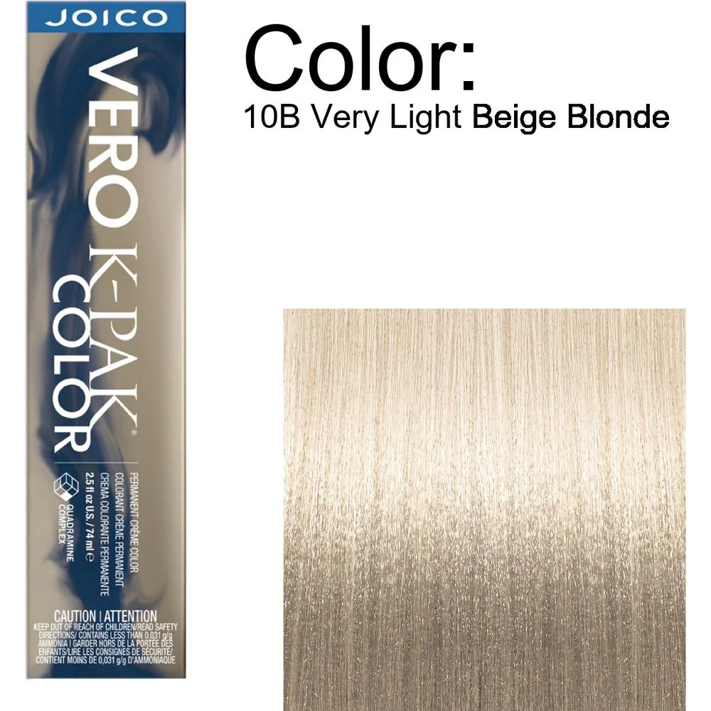 Joico Vero K-PAK Permanent Creme Color - 10B Very Light Beige Blonde / 2.5 oz.